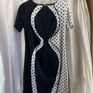 NWT Oklich Black and‎ White Sheath Midi Dress